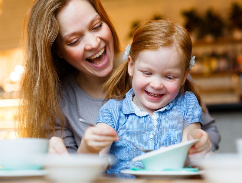 Mum and daughter playing