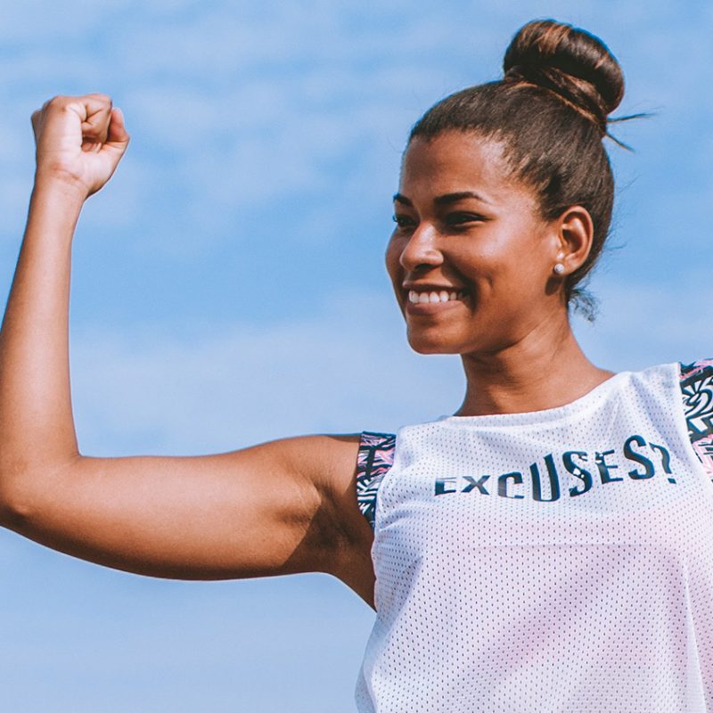 young athletic woman celebrating